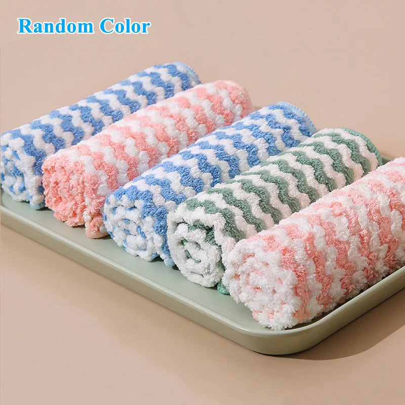 Coral Fleece Dishcloths Thickened Kitchen Cleaning Towel Absorbent Non-stick Oil Microfiber Rag Pan Pot Dish Wipe Cloth