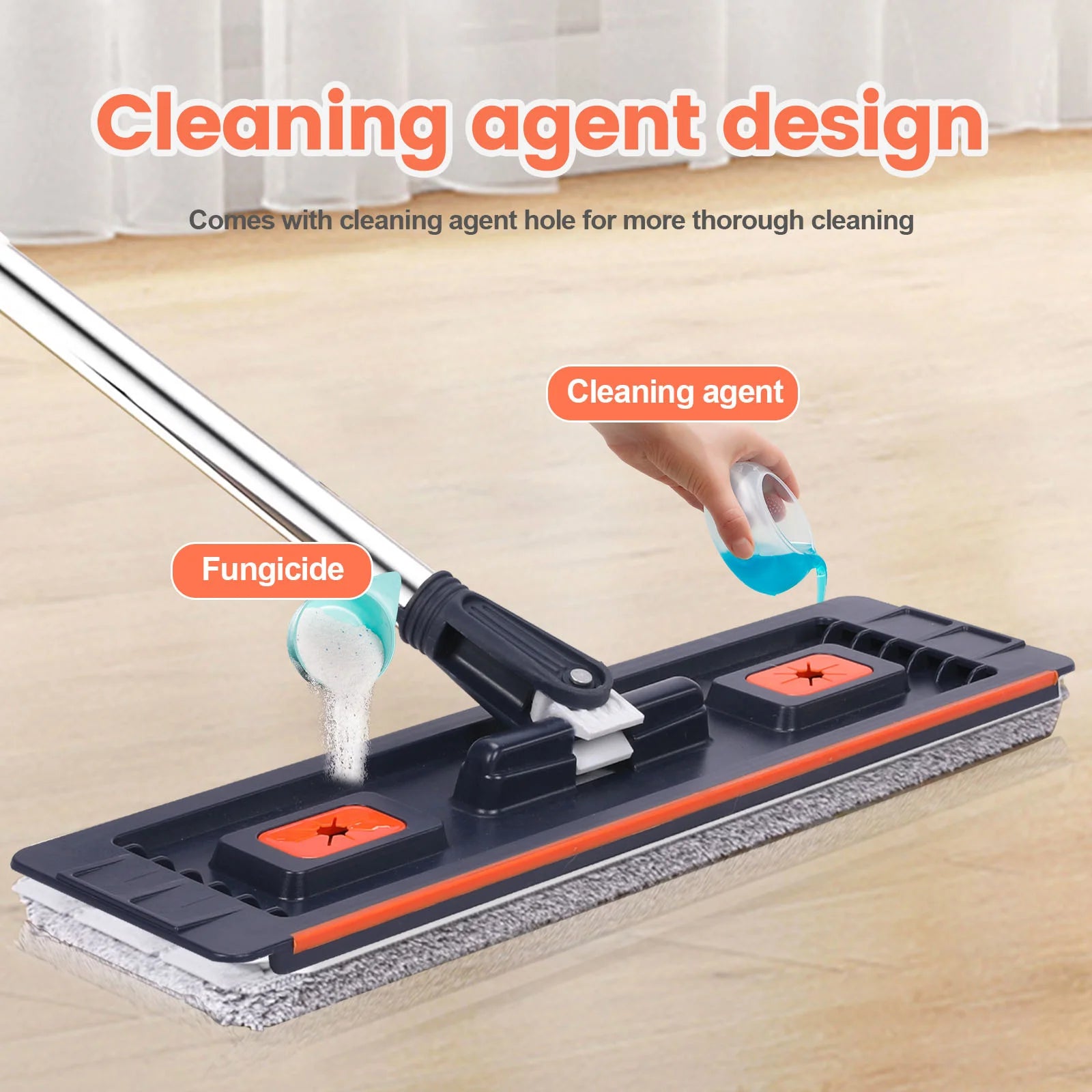 Floor Flat Squeeze Mop with Bucket Hand Free Lazy Cleaning Mop Microfiber 360 Rotating Self-Wringing Mop House Cleaning