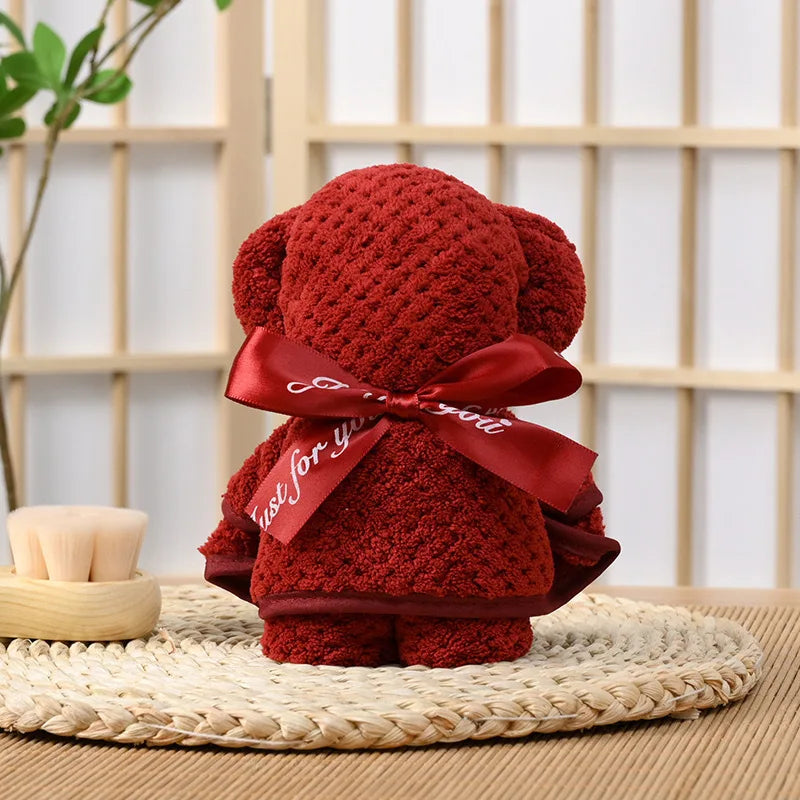 5pcs Little Bear Towels Wedding Companion Gifts Happy Gifts Happy Shop Small Square Towels Coral Velvet Towels
