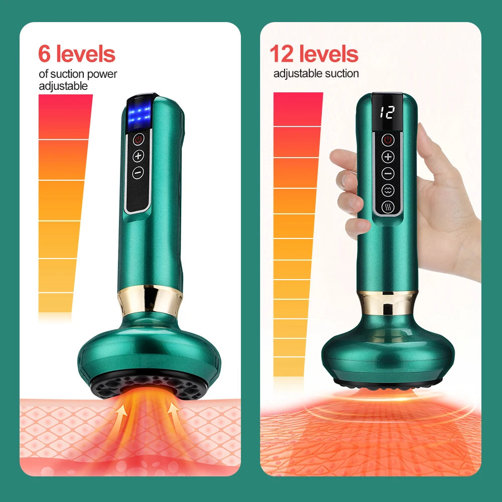 Smart Body Massage Suction Vacuum Cupping Device 6/12 Levels Anti Cellulite Heating Cans Back Guasha Scarping Chinese Meridian