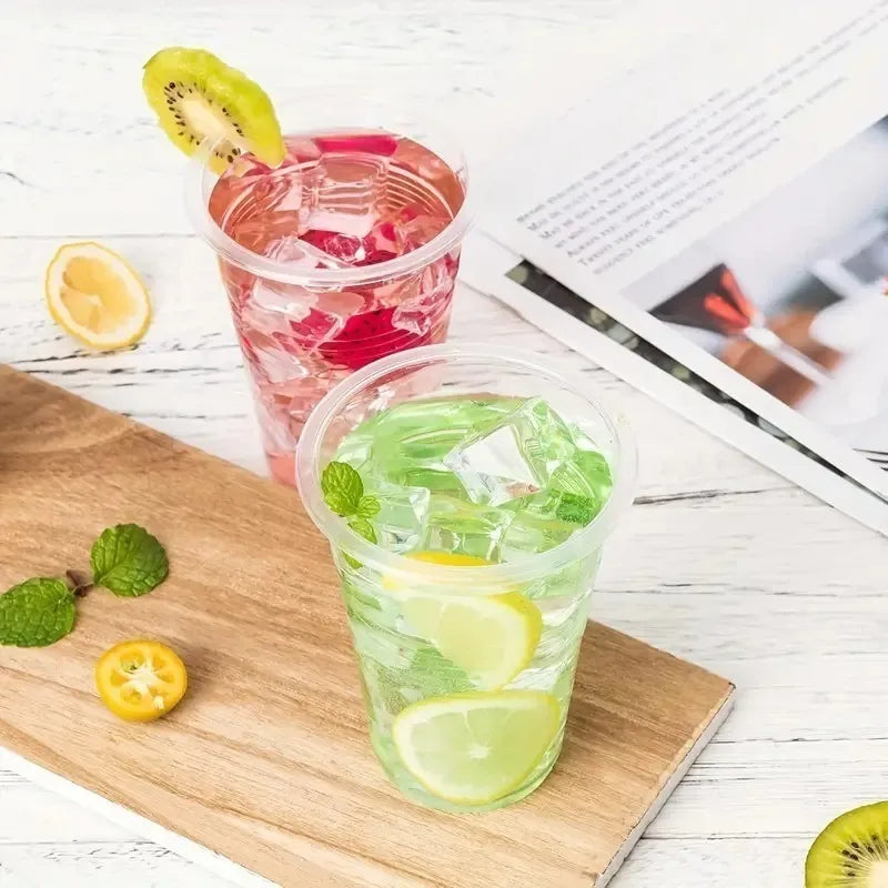 50/100PCS Disposable Clear Plastic Cups Outdoor Plastic Coffee Cups Picnic Birthday Kitchen Party Tableware Christmas New Year