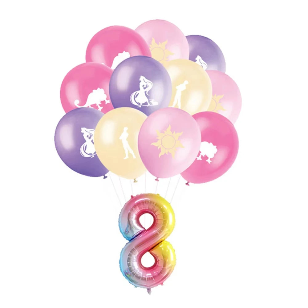 Disney Tangled Rapunzel Princess Party Decorations Disposable Paper Cup Plate Banner Balloons for Girls Birthday Party Supplies