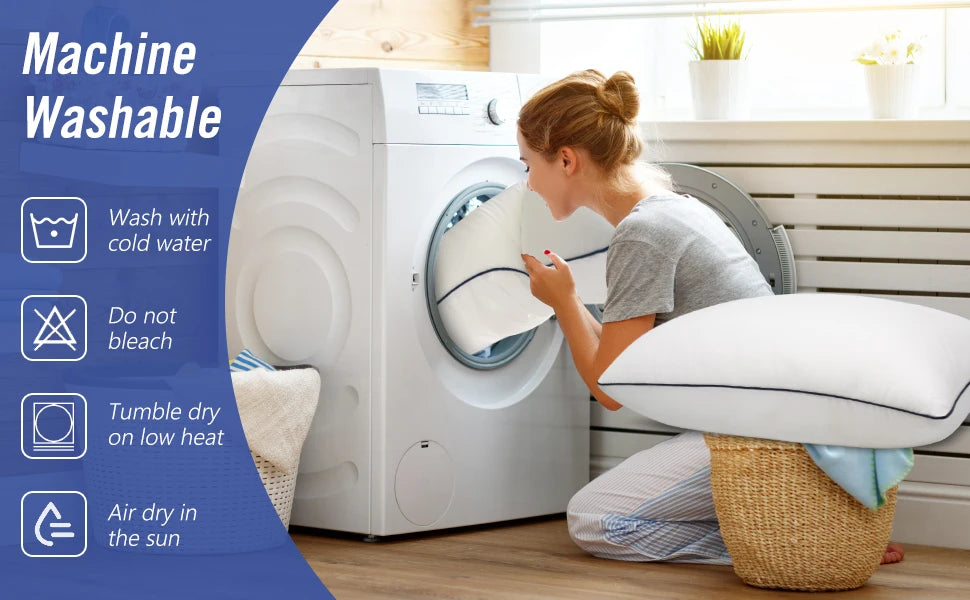 Cooling Bed Pillows, Luxury 3D Microfiber, Breathable Cover for Side, Back & Stomach Sleepers, Reduces Neck Pain, Pack of 4