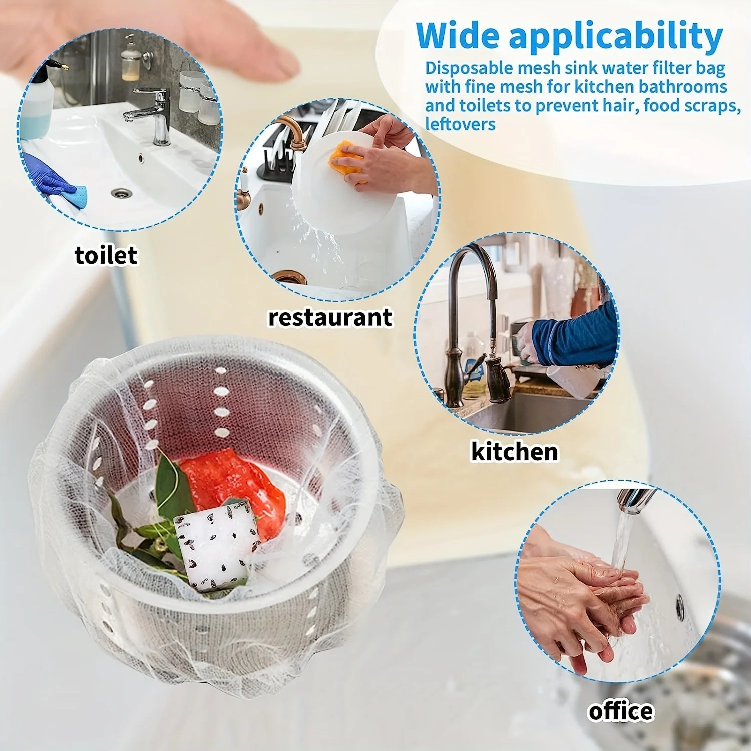 30/100pcs Disposable Kitchen Sink Filters Sewer drain anti blocking garbage bag Pool Leak Mesh Bag strainer Sink Garbage Net