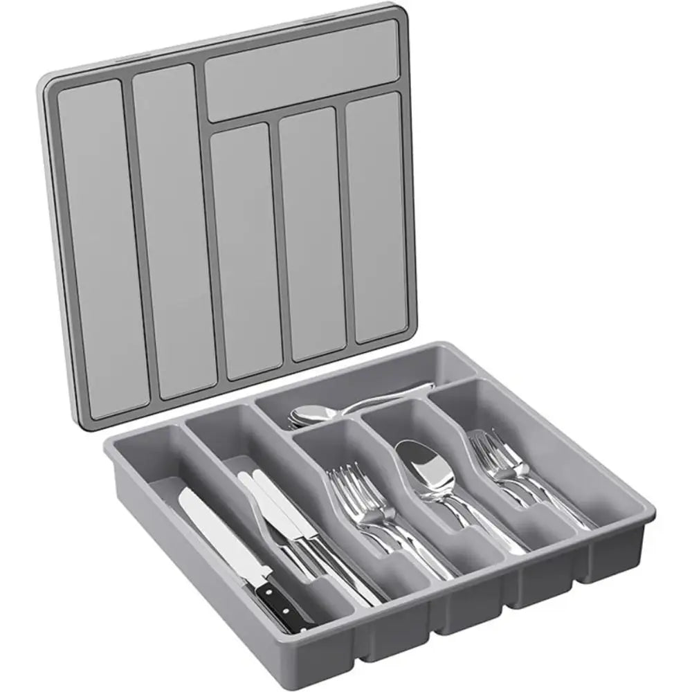 Kitchen drawer storage rack, cabinet tray, silverware storage rack with lid, plastic drawer with lid, cutlery tray, cutlery rack