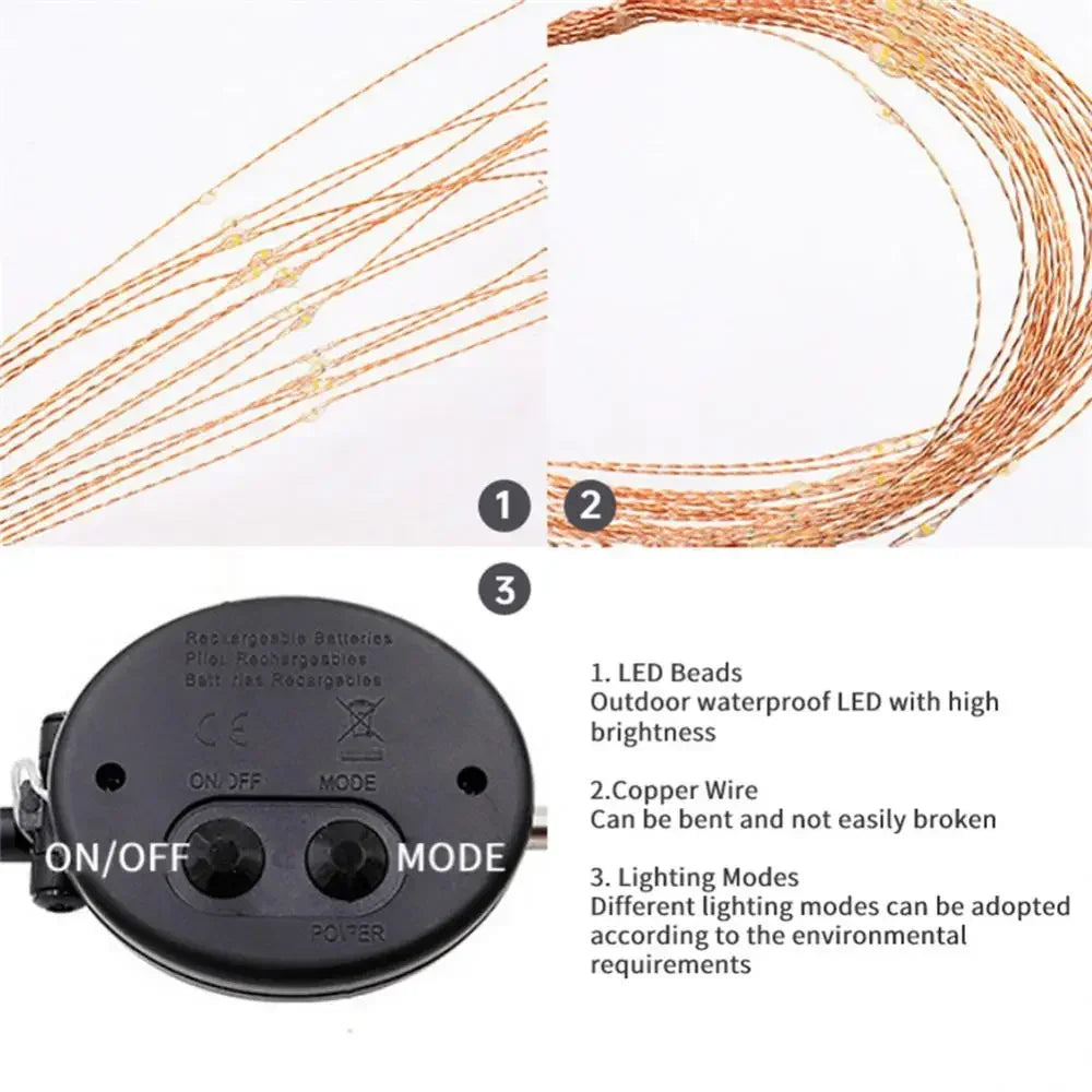 Solar Fireworks Light 90/150 LED Waterproof Garden 8 Modes Fairy String Lamp Christmas Solar Light For Outdoor Holiday Decor