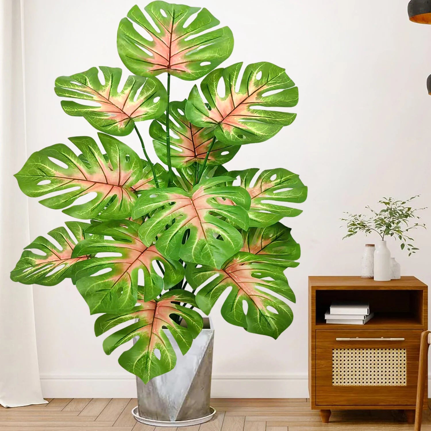 40-103cm /40.5in Artificial Monstera Plants Fake Palm Tree Plastic Turtle Leaves Green Tall Plants For Home Garden Room Decor