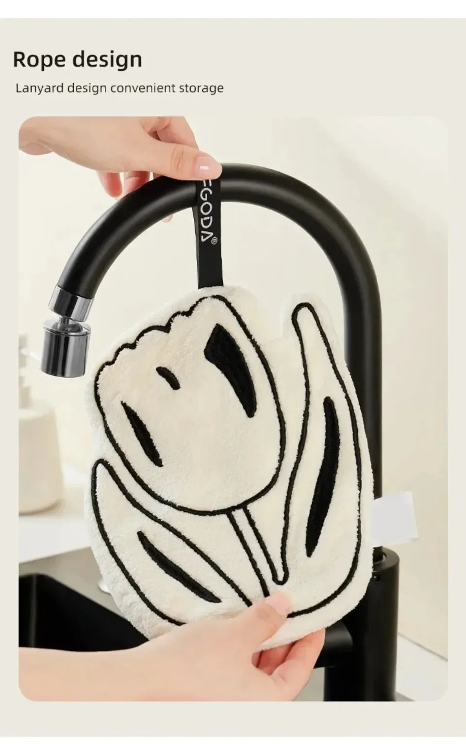 Hanging Hand Towel Home Coral Fleece Hands Towel Kitchen Hanging Washcloth Double-layer Thickened Speed Absorbent Handkerchief