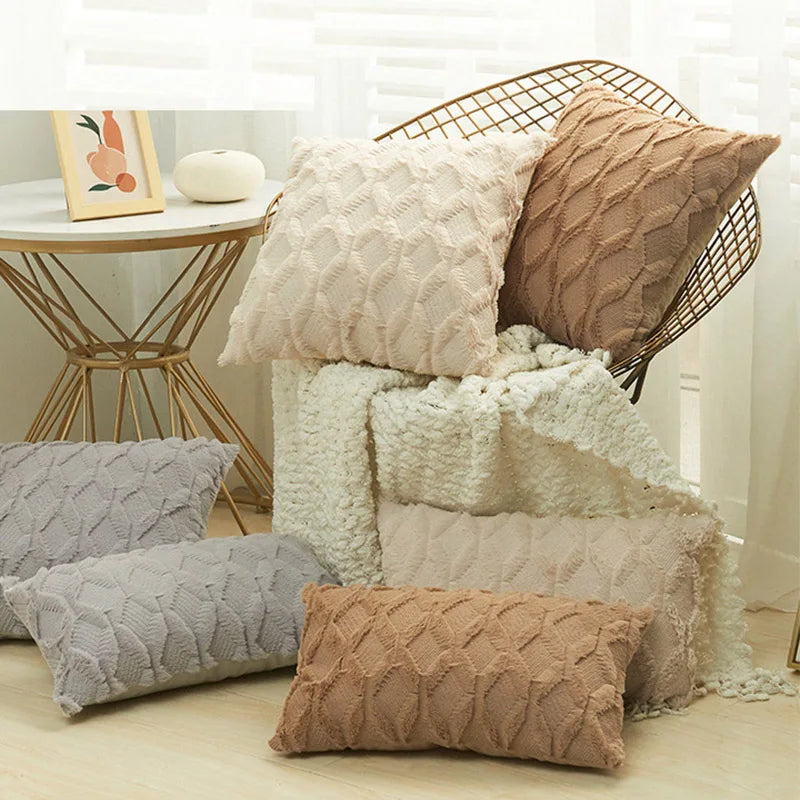 1pc Diamond pattern Luxury Faux Fur Throw Pillow Cover, Deluxe Decorative Plush PillowCase, home decoration 18*18inch