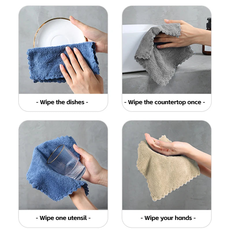 10 Pcs Polyester Washcloths Soft Absorbent Colorful Square Towels Cleaning Supplies Multi-Purpose Small Square Towel