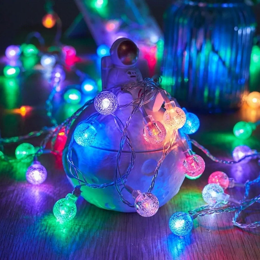 3m/10M Festoon Fairy Crystal Ball String Lights Outdoor Garland Lamp Wedding Party Garden Home Balcony Room Decoration