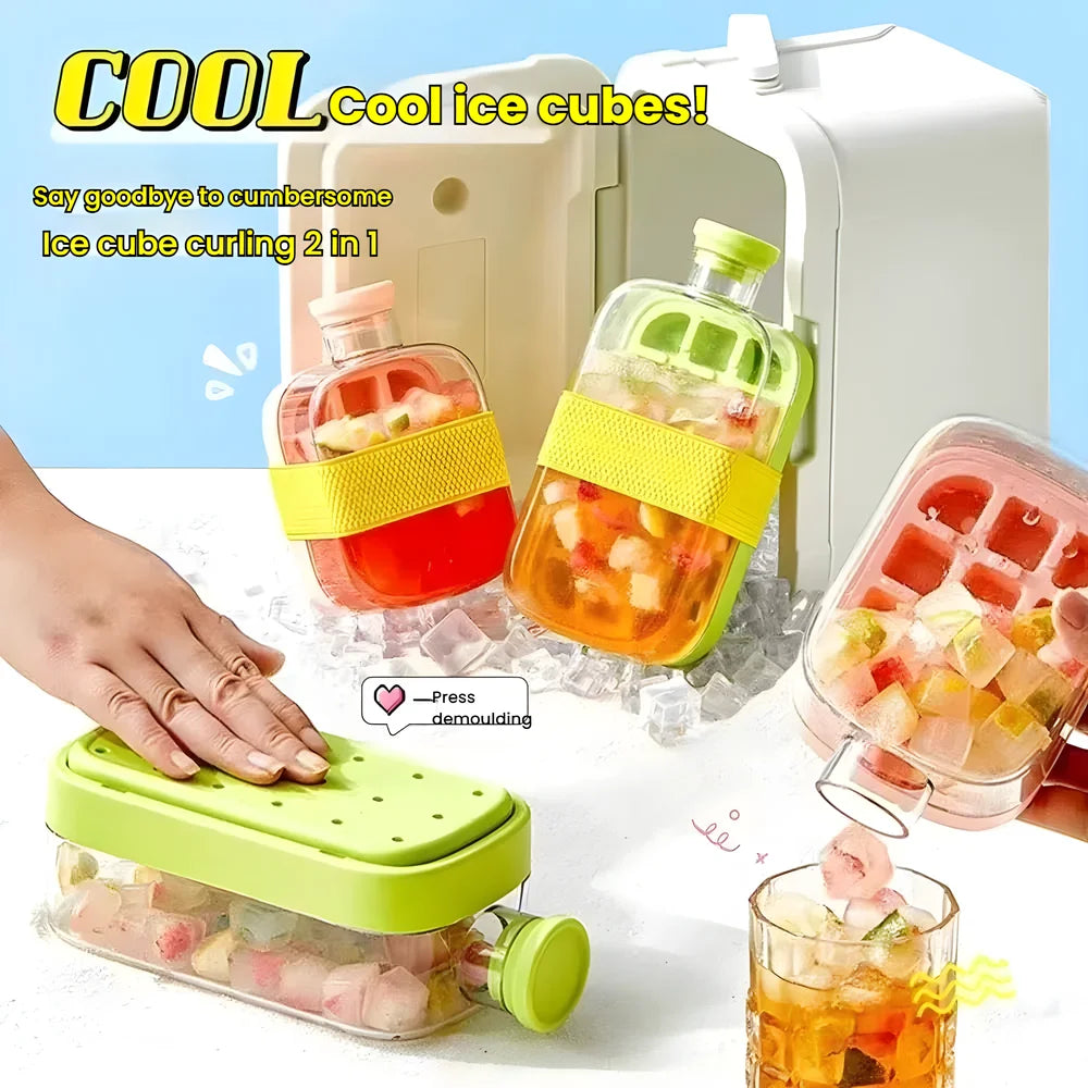Portable Ice making Mold Ice Cube Tray With Lid and Straw Drinking Cup Silicone Freezer Ice Zero-contact Pressure Ice Cube Mold