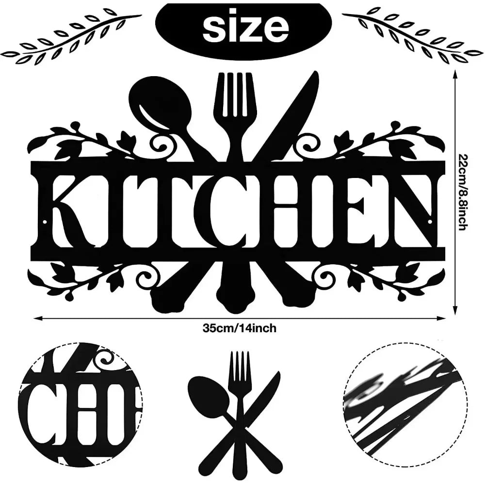 Kitchen Metal Sign, Kitchen Signs Wall Rustic Metal Kitchen Decor，Wall decoration, Wall Sticker，Artwork, Iron Art Silhouette