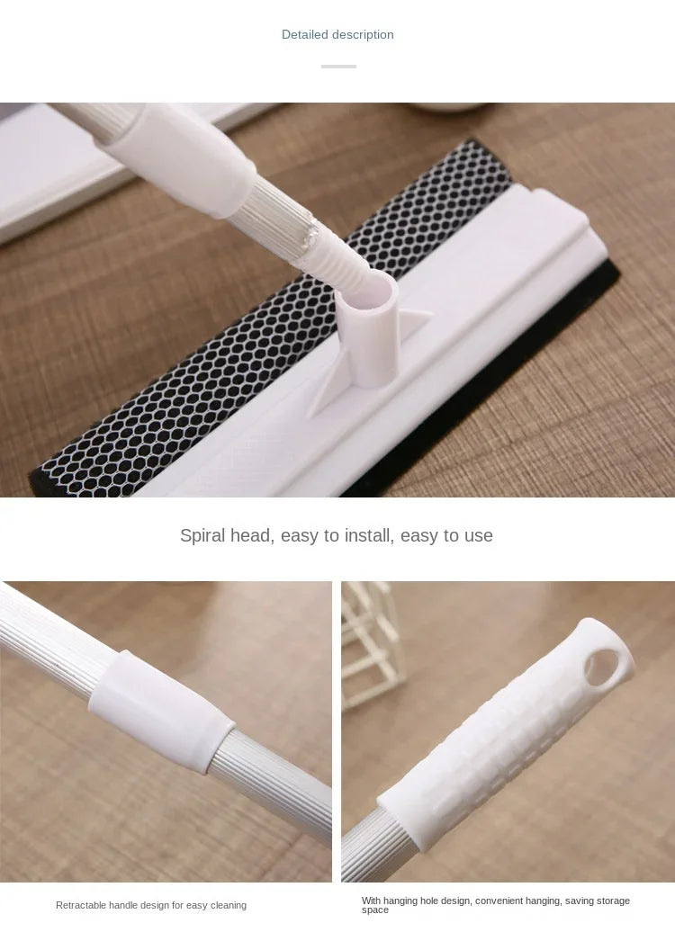 1pc Squeegee Window Cleaner 2 in 1 Retractable Pole Cleaning Window