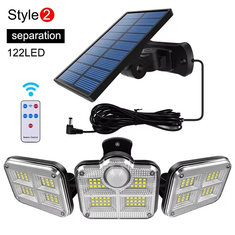 122/333LED Solar Lights Outdoor Motion Sensor Human Induction 3 Modes IP65 Waterproof Solar Power Garage Yard Corridor Wall Lamp