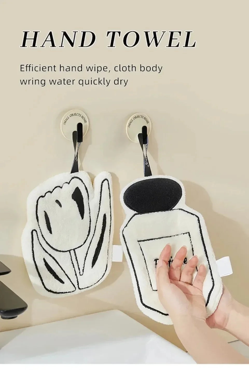 Hanging Hand Towel Home Coral Fleece Hands Towel Kitchen Hanging Washcloth Double-layer Thickened Speed Absorbent Handkerchief