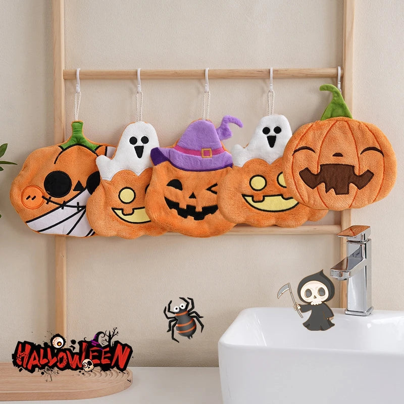 Halloween Hand Towel Soft Absorbent Handkerchief Cute Cartoon Ghost Capibara Pumpkin Hand Towel Bathroom Hanging Hand towels