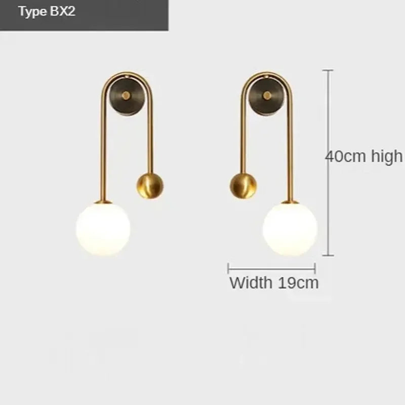 Modern Bedroom Bedside Wall Light Lamp Glass Ball  LED Gold Home Decor Living Room Corridor Interior Lighting Sconce Luminaire