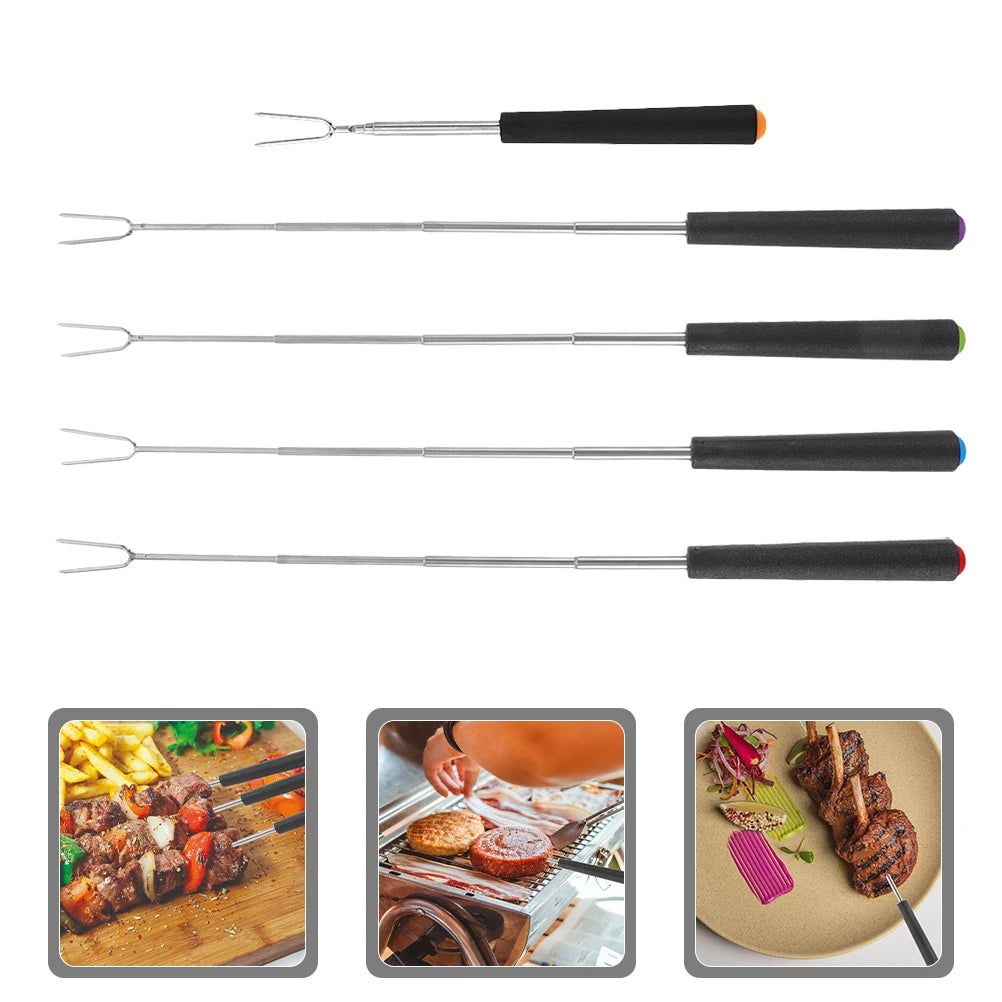 5 Pcs Barbecue Fork Cookware Accessories Small Tools Bbq Smores Skewers Fruit Utensil Campfire Sticks