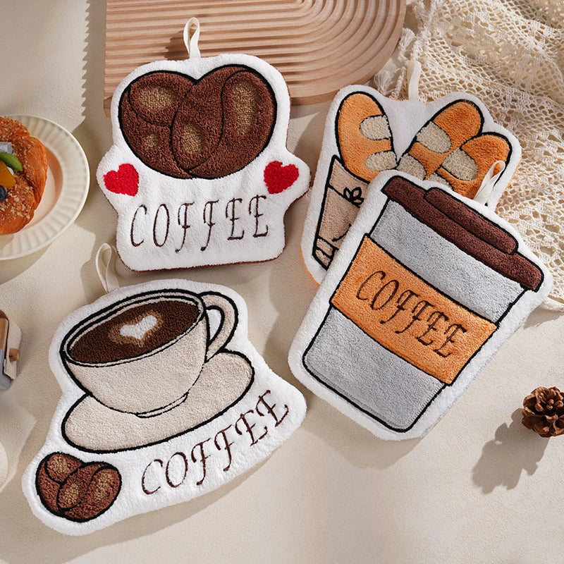 Hand Towel Absorbent Kitchen Towel Hand Cloth Bathroom Hand Cloth Cartoon Hand Towels Convenient Hanging Towel for Hand 핸드타올