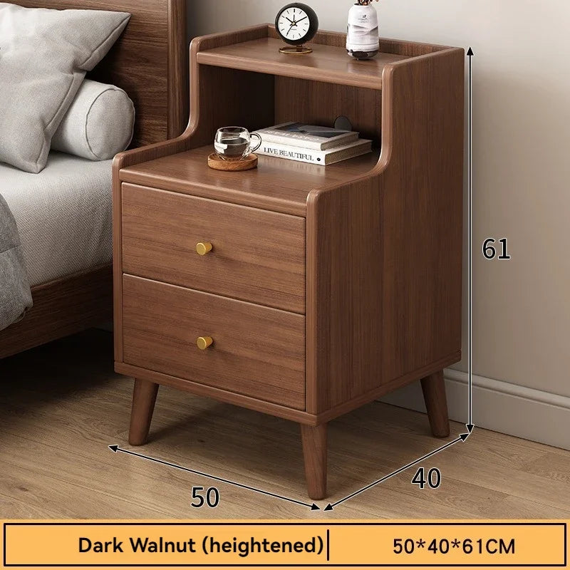 Bedside cabinet, household small bedroom storage, narrow cabinet, mini storage shelf, solid wood color, multi-purpose storage