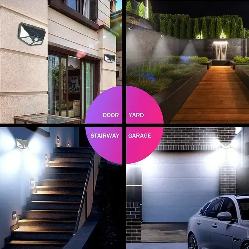 LED Solar Lights Outdoor Waterproof External Solar Lamp Motion Sensor Garden Lights Solar Power Sunlight Yard Wall Street Light