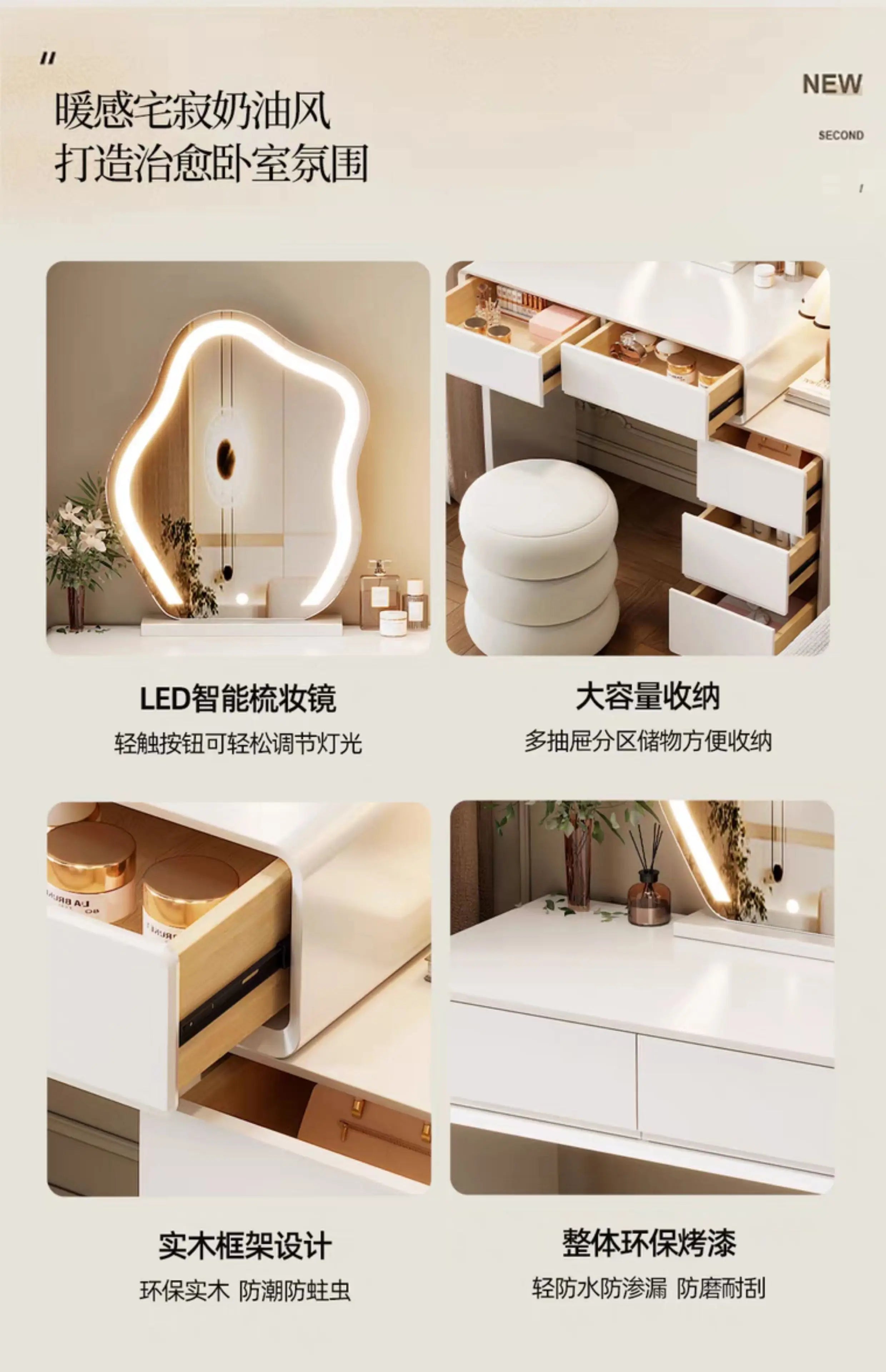 Bedroom Women Dressing Table Luxury Wood Storage Mirror Hairstyle Dressing Table Home White Muebles De Dormitorio Furniture
