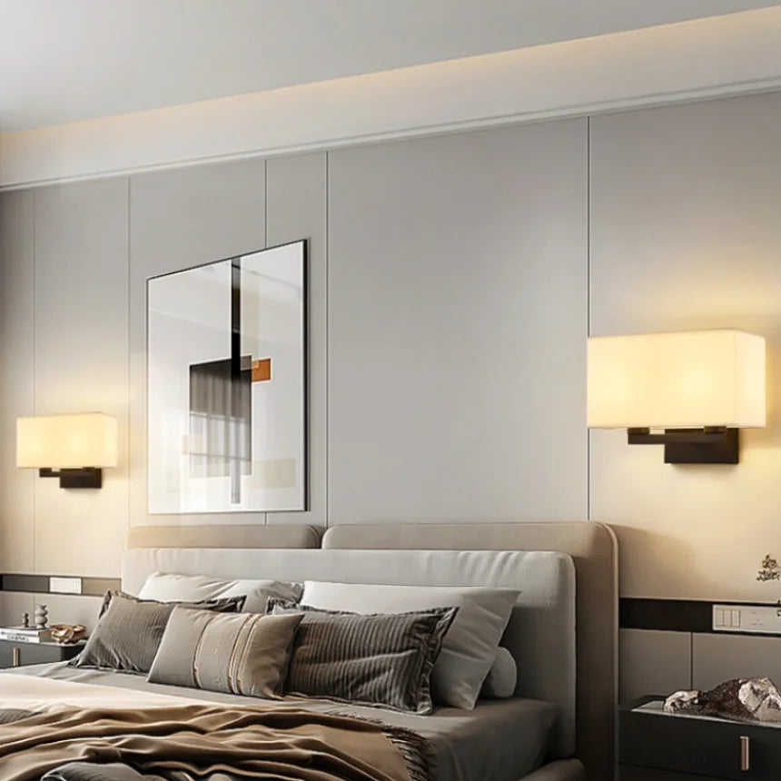 Modern Bedroom Bedside Hotel Wall Lamp Decoration Fabric Sconce Lights Reading Lighting Spotlight Simple Cotton Luminaire Indoor