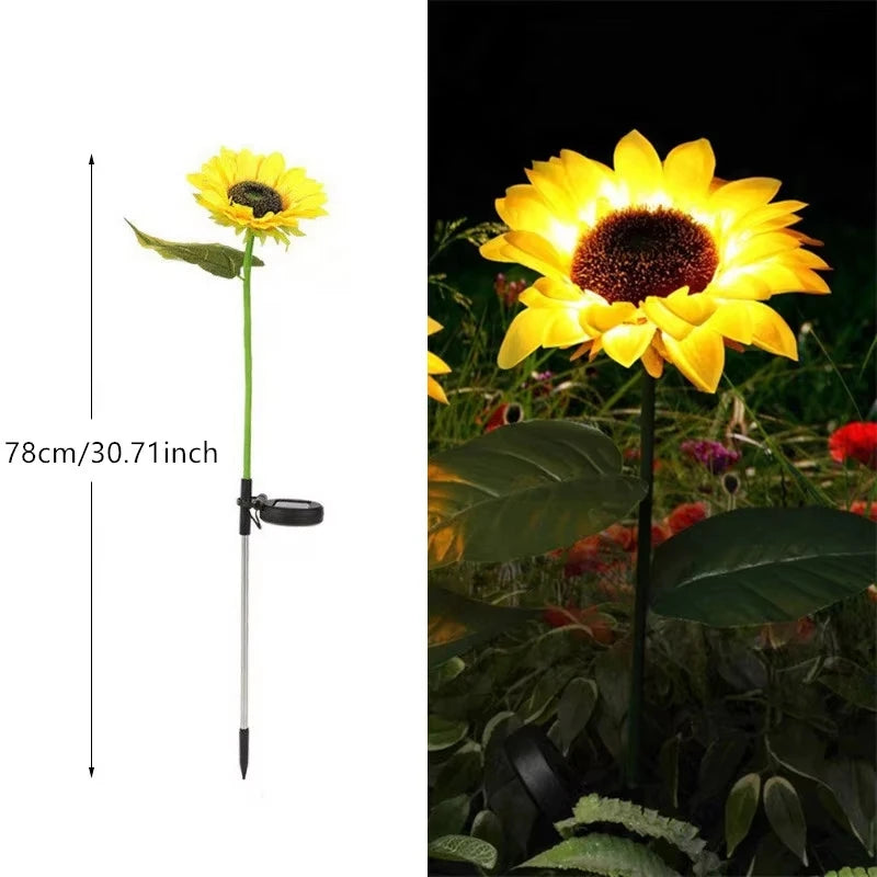 Solar Sunflower Lawn Light Outdoor Garden Decorative LED Lights Landscape Porch Summer Decoration Light Sensor Auto Brightness