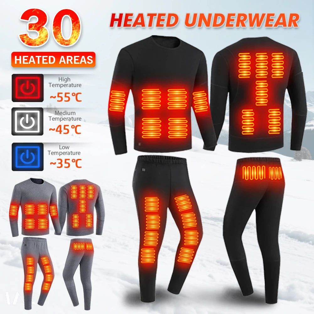 Winter USB Electric Heating Jacket Heated Thermal Underwear Men Women Sports Thermal Heated Underwear  Electric Heated Equipmen