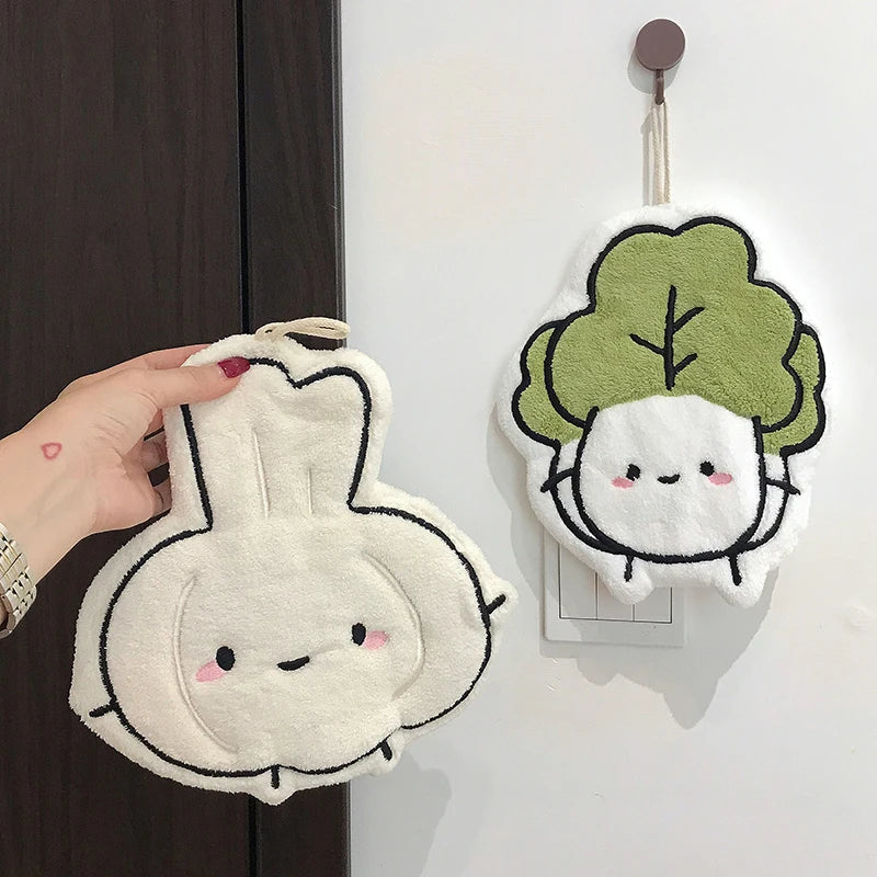 Hand Towel Absorbent Kitchen Towel Hand Cloth Bathroom Hand Cloth Cartoon Hand Towels Convenient Hanging Towel for Hand 핸드타올