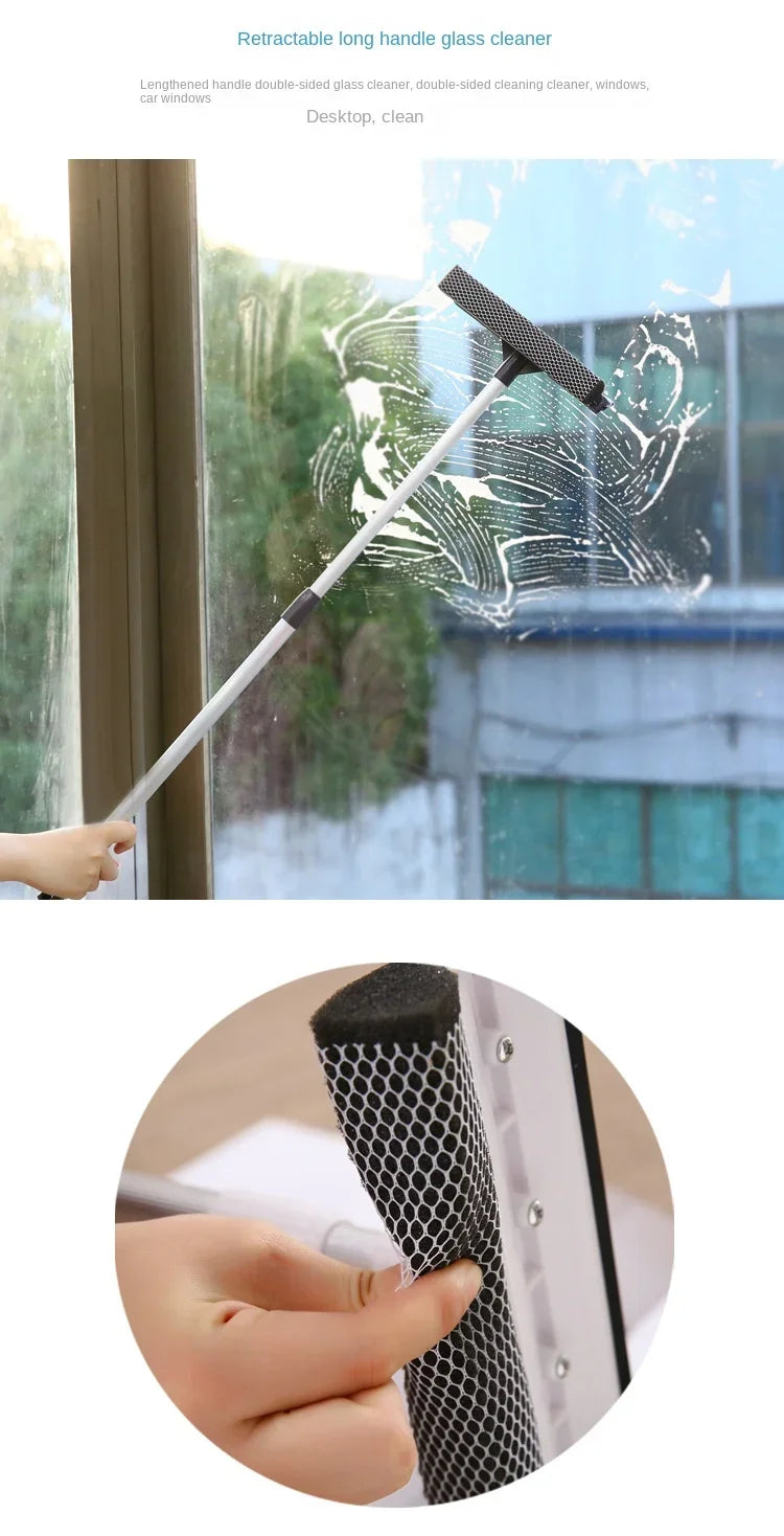 1pc Squeegee Window Cleaner 2 in 1 Retractable Pole Cleaning Window