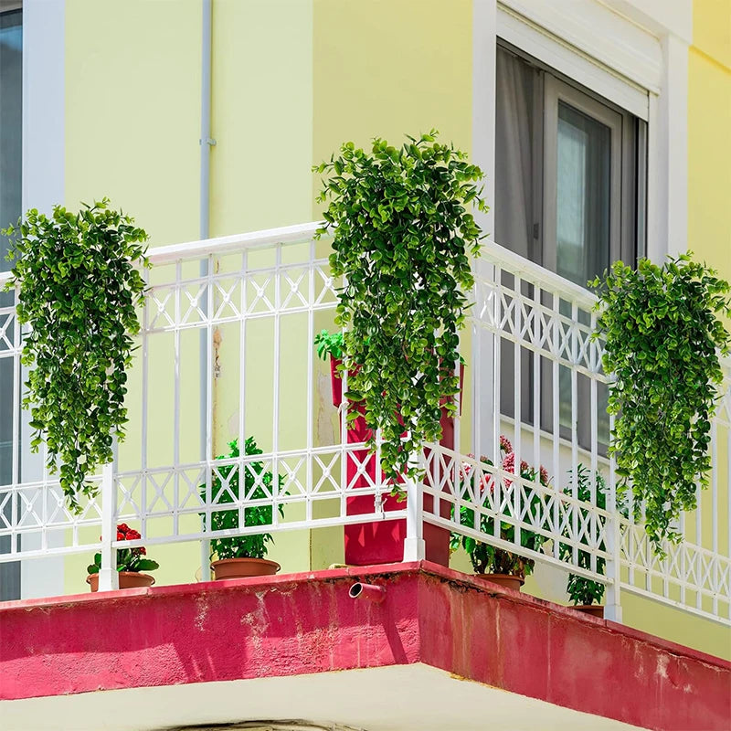 1/2PCS Artificial Hanging Plants Faux Eucalyptus Leaf Greenery Vine Outdoor UV Resistant Plastic Plants for Home Wedding Decor