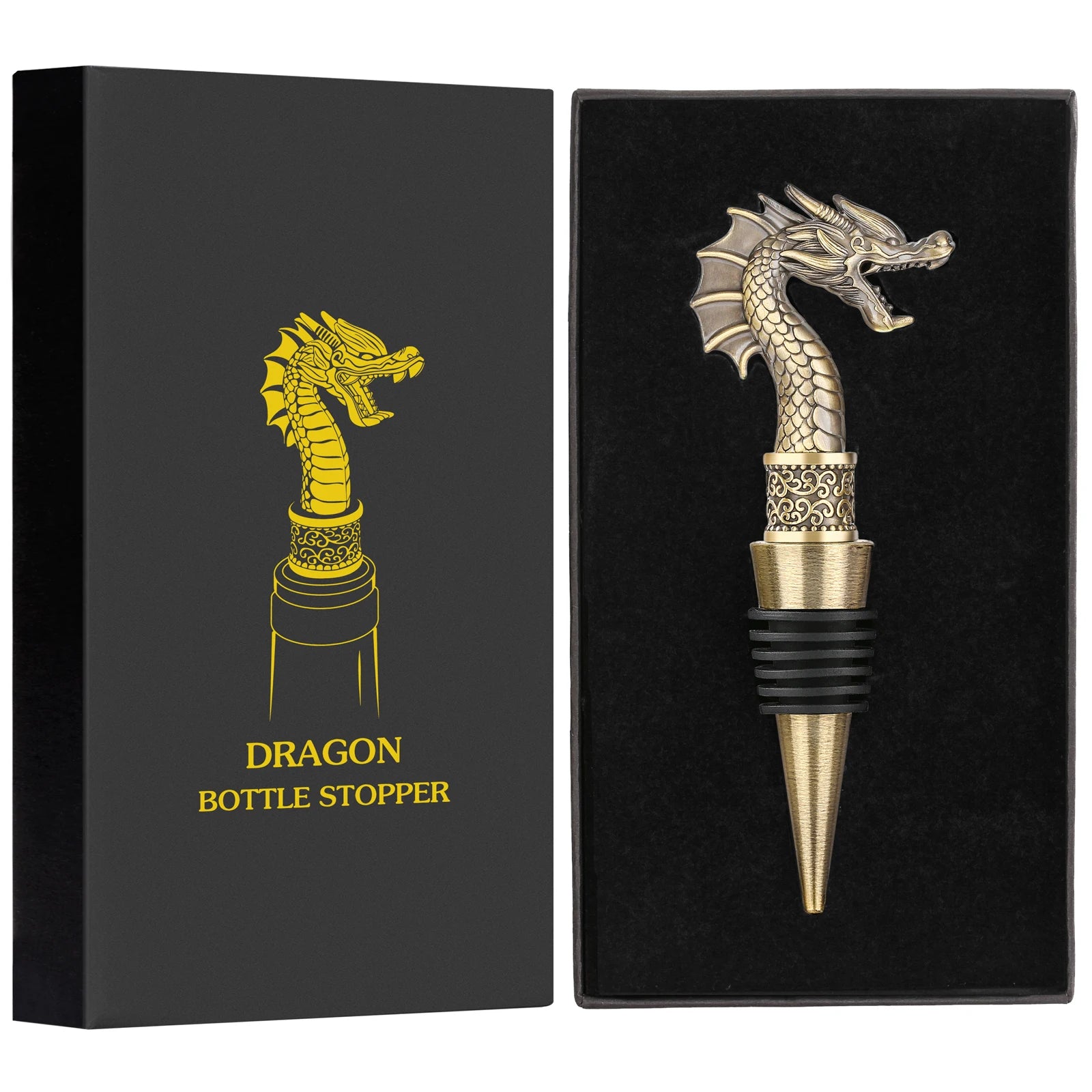 LKKCHER Useful 2-in-1 Dragon Head Wine Stopper and Opener Fashion Home Bar Ornaments Bottle Saver 2024 New Year Gifts for Men