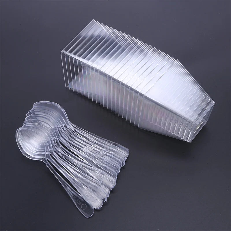 Disposable Tableware Set Dessert Cups Spoons Set Jelly Smoothie Mousse Fruit Cube Pudding Cup Party PS Dessert Suit Cups