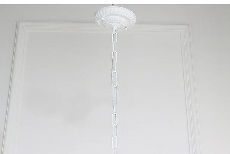 Rural Bedroom Chandelier French Living Room Children's Room Iron Flowers Plants Warm American Retro Fresh Ceramic Pendant Lamps