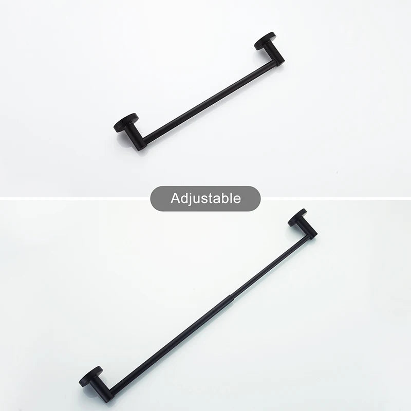 Bathroom Retractable Towel Single Bar Black, Chrome Single Towel Rack Extended Drying Towel Hanging Bar Bathroom EL81024