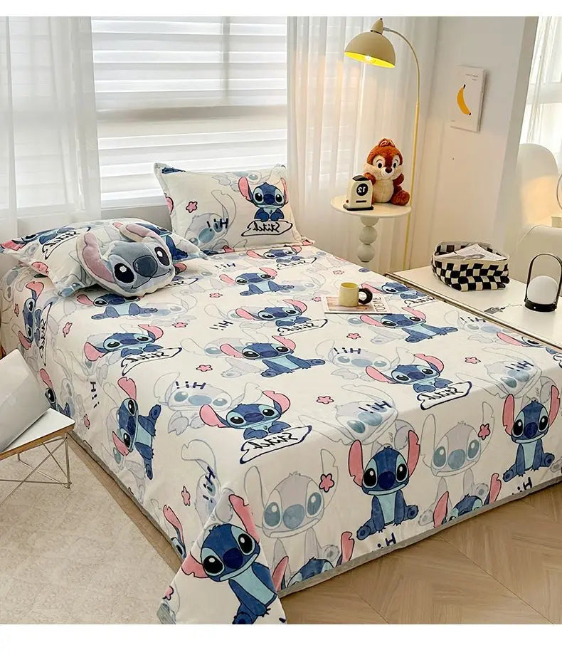 Stitch Cartoon Blanket Kawaii Lightweight Style Home Textile Flannel Soft Throw Blanket Bedding Sofa Cover for Kids Gift