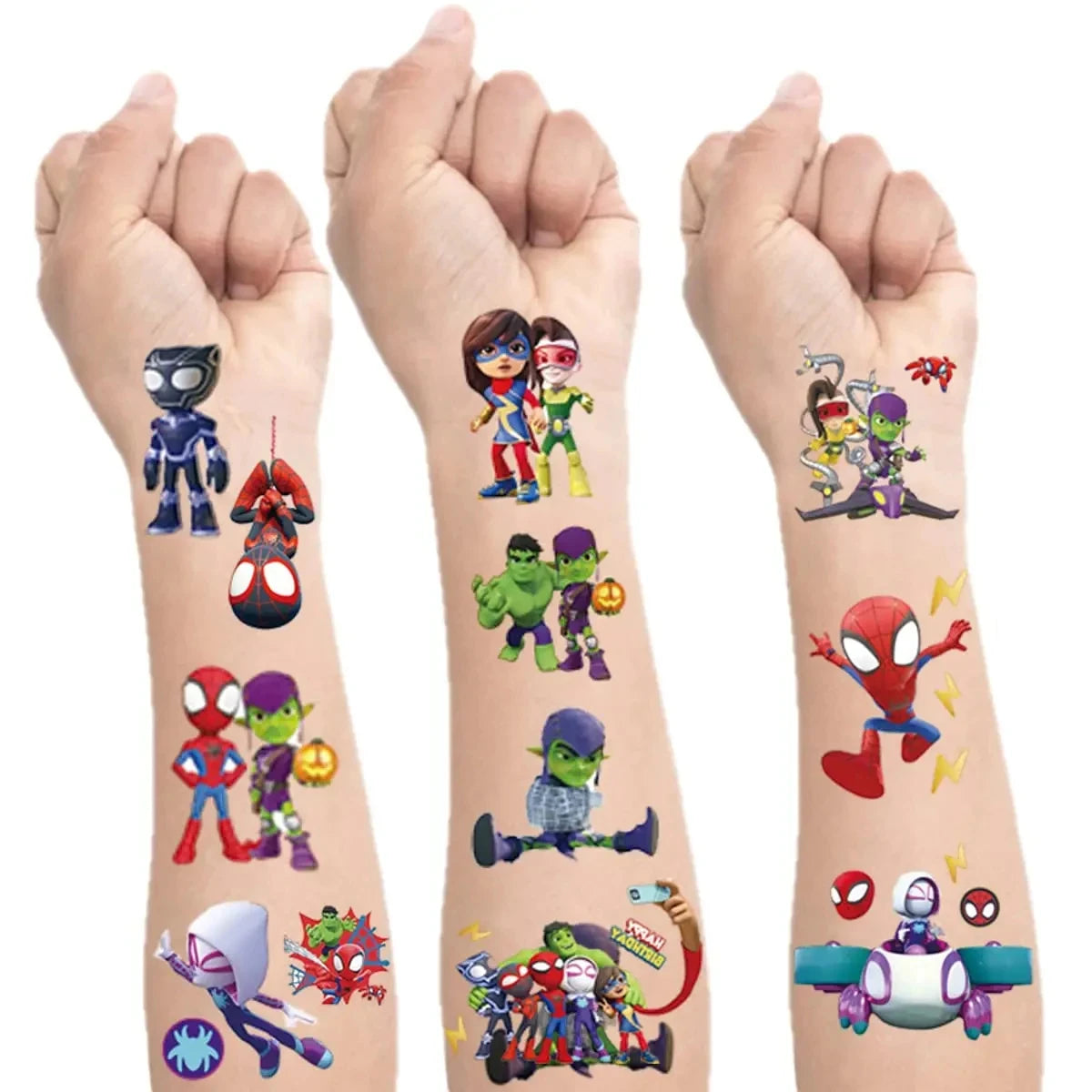 Spidey and His Amazing Friends Cartoon Stickers Spiderman Tattoo Sticker Party Favors for Kids Boys Birthday Party Decor Gifts