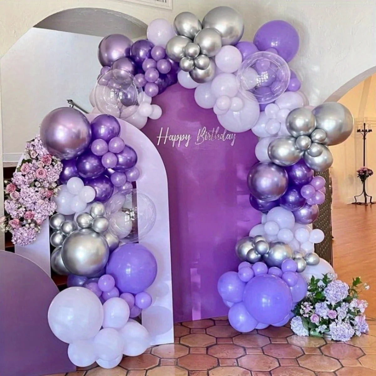 118pcs Purple White Balloon Garland Arch Kit for Weddings,Birthdays,Parties,Birthday Balloons,Halloween Decor,Christmas Decor