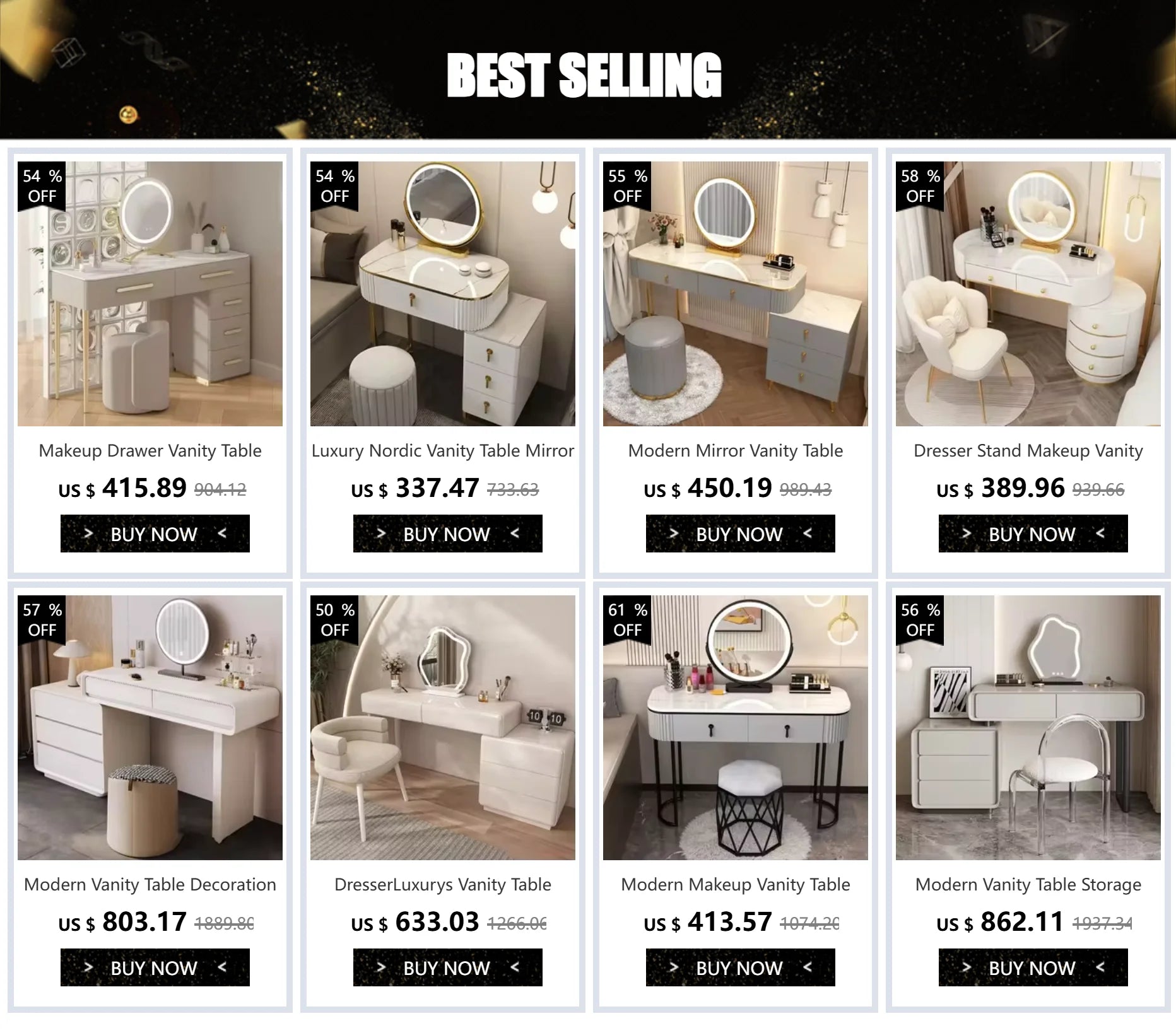 Bedroom Luxury Vanity Table Beauty Storage Fashion Girls Vanity Table Modern Multifunctional Tocador Maquillaje Furniture