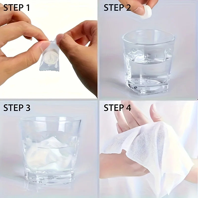 100/50PCS Compressed Towel Portable Disposable Coin Tissue Soft Odorles Water Uptake Mini Towel Cleaning Makeup Removal Tissue