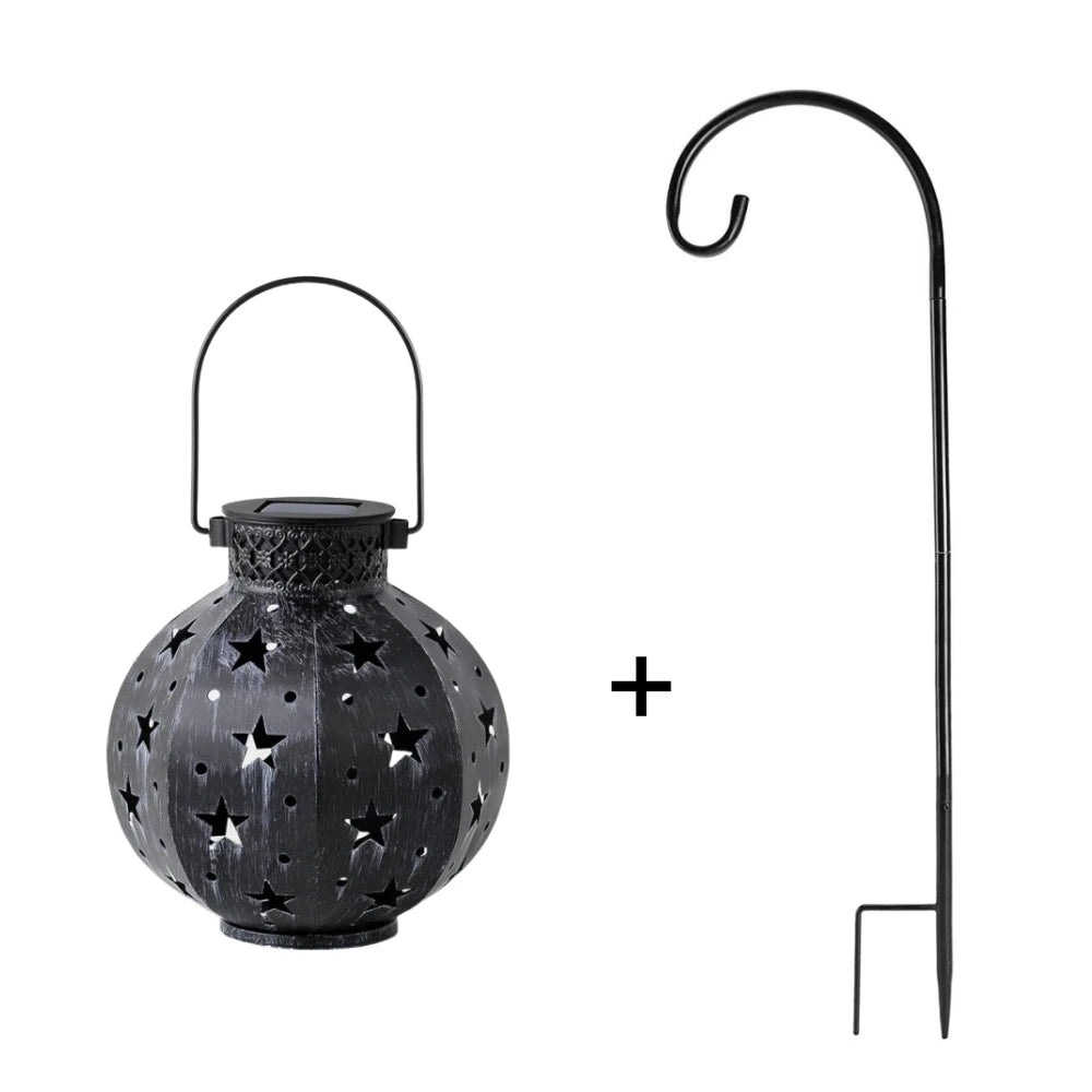 Garden Star Projector Lamp Hanging Solar Lights Outdoor Hanging Solar Lanterns Retro Solar Lamp with Handle Outside Decorations
