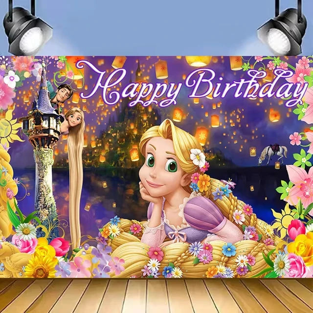 Disney Tangled Rapunzel Princess Party Decorations Disposable Paper Cup Plate Banner Balloons for Girls Birthday Party Supplies