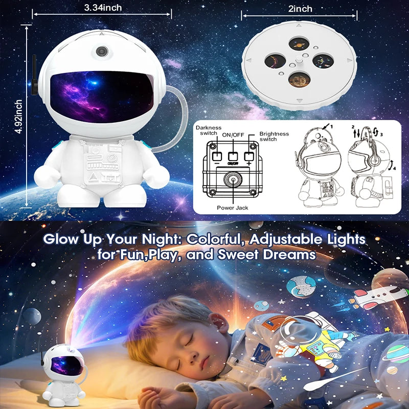 Astronaut Planetarium Projector for Bedroom 12 Image Discs, Galaxy Night Light, Ceiling Mood Lighting, LED Space Room Decor