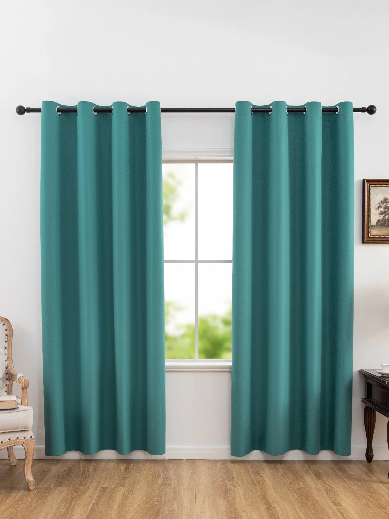 1pc Solid Blackout Curtains with Grommets, Total Privacy Drapes for Bedroom