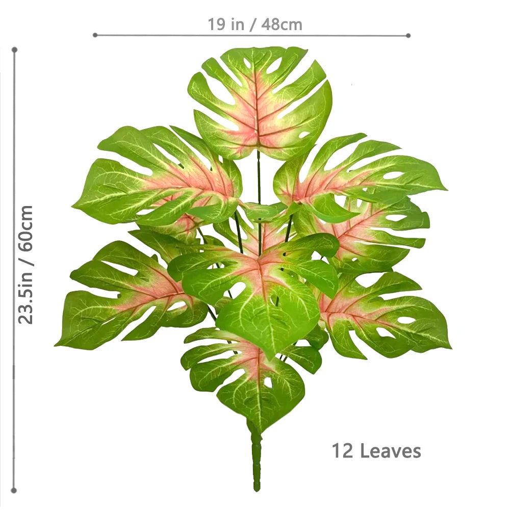 40-103cm /40.5in Artificial Monstera Plants Fake Palm Tree Plastic Turtle Leaves Green Tall Plants For Home Garden Room Decor
