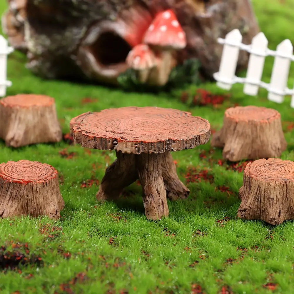 DIY Succulents Bonsai Fairy Garden Decor Miniature Stools Table Micro Landscapes Park Chair Figurines Mini Bench