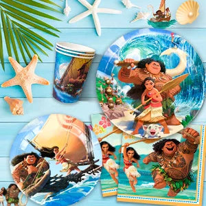 Moana Birthday Party Supplies,85pcs Decorations and Tableware Set-Moana Plates and Napkins Cups Table Cloth Banner Backdrop etc