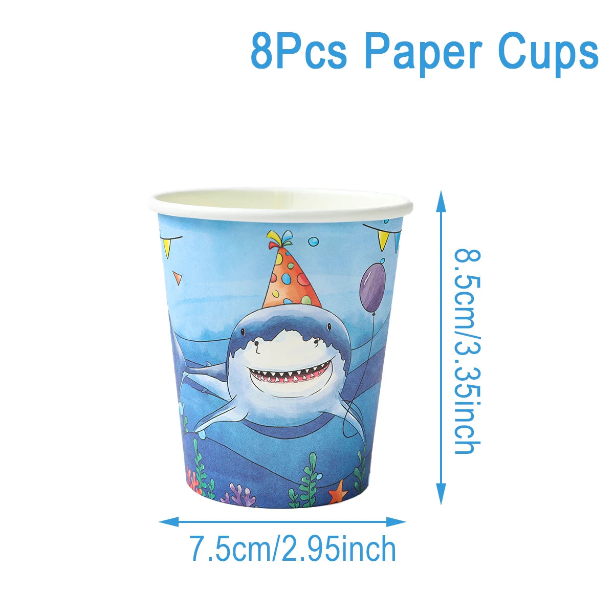 Shark Party Disposable Tableware Set Plates Cups Ocean Shark Birthday Party Decor Kids Boy Baby Shower Party Decor Supplies